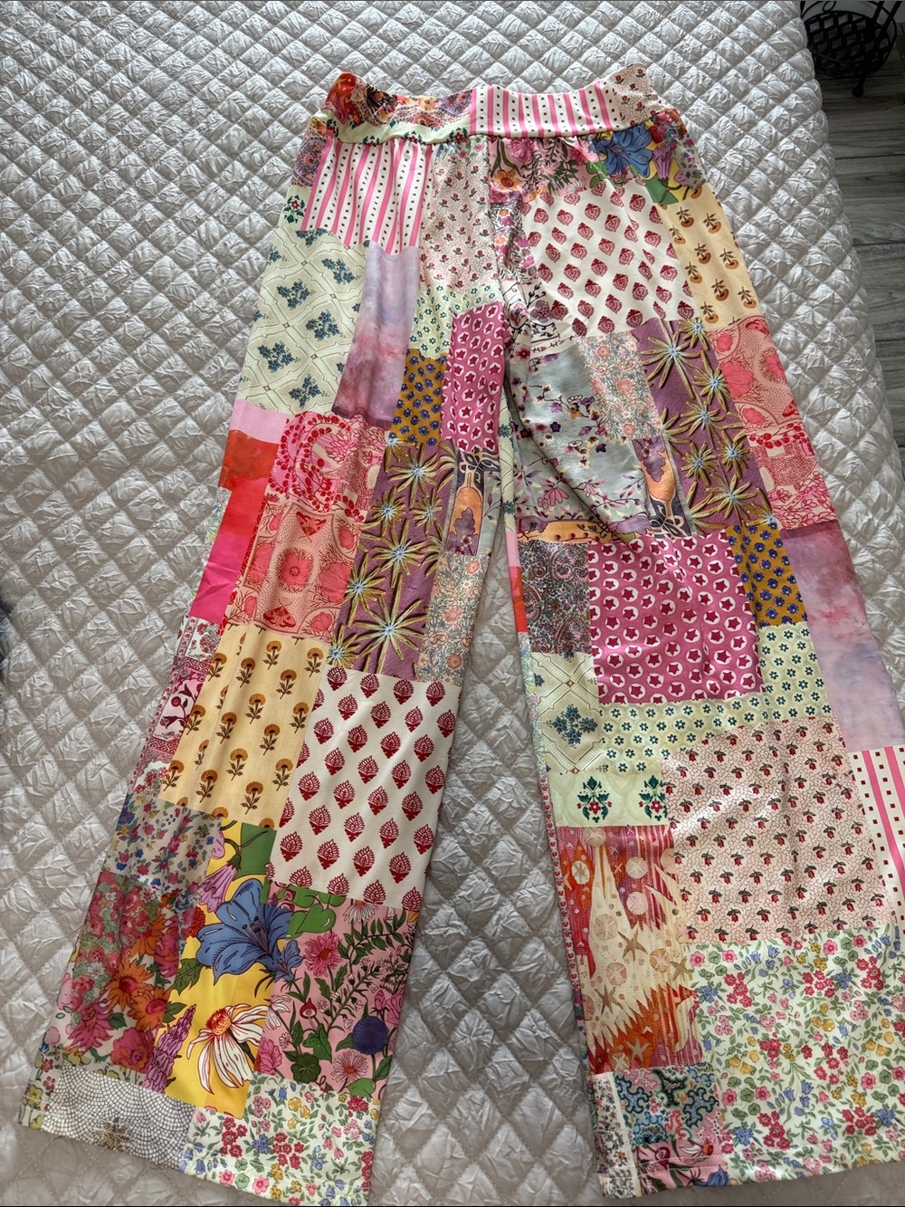 Patchwork Wide-Leg Women’s Pants — Multicolor